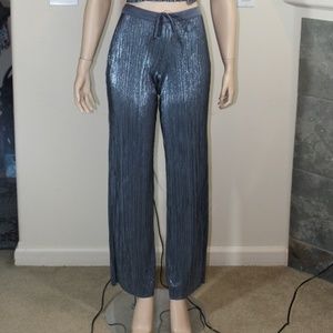 VS METALLIC PEWTER PLEATED LOUNGE PANTS SIZE SMALL